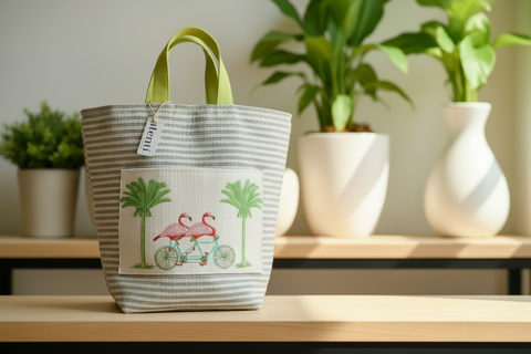 Flamingo Hope Basket– Atenti USA Handmade Embroidered Floral Knitting & Crochet Tote