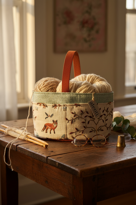 Foxy Caddy – Handmade USA Embroidered Yarn & Notions Organizer, Atenti Project Bag