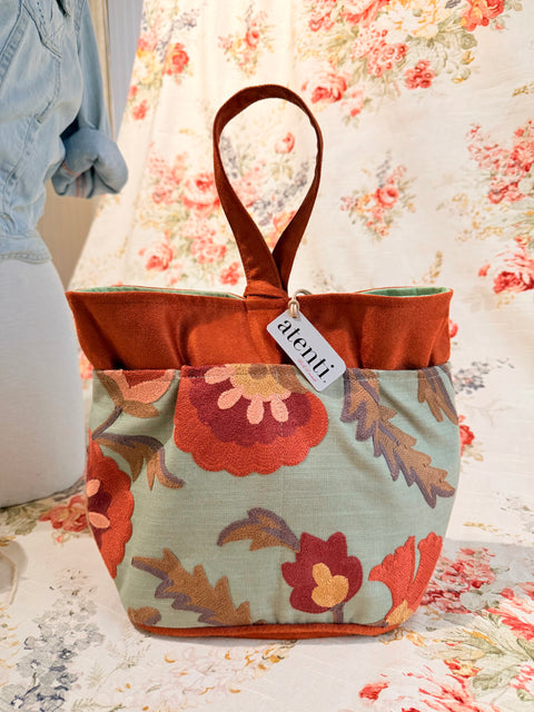 Terra Tall Caddy– Handmade USA Embroidered Floral Yarn & Notions Organizer