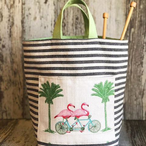 Flamingo Hope Basket– Atenti USA Handmade Embroidered Floral Knitting & Crochet Tote