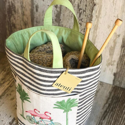 Flamingo Hope Basket– Atenti USA Handmade Embroidered Floral Knitting & Crochet Tote